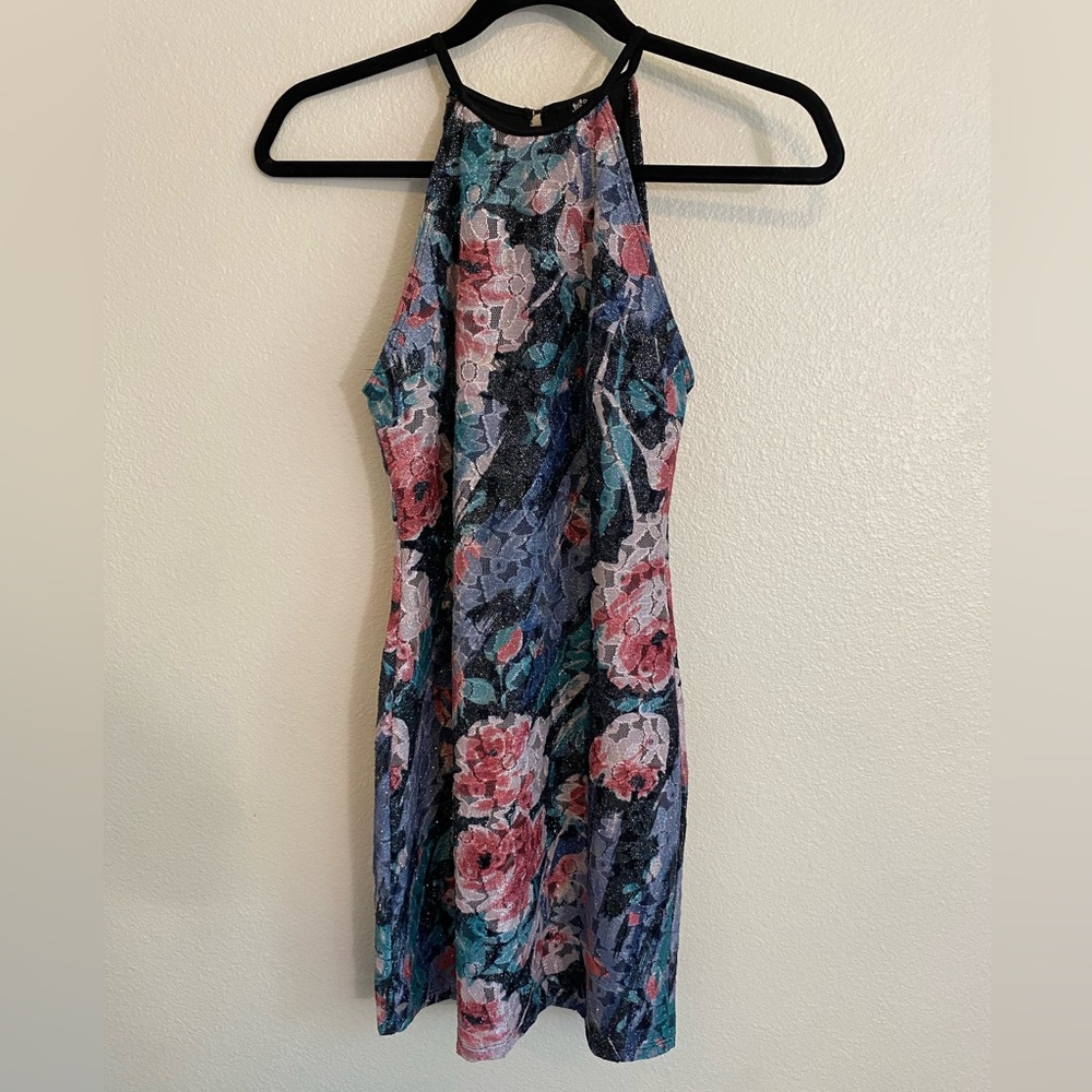 Sparkle floral bodycon mini dress